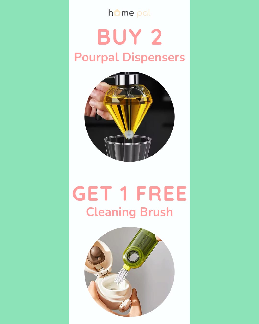 Buy 2 Pour Pal Dispenser Get 1 Free 3-in-1 Rotatable Cleaning Brush