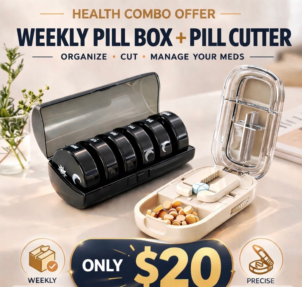 Health Combo Offer: Weekly Pill Box + Pill Cutter – Only $20