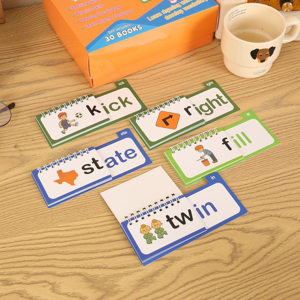 Original Rhyming Flip Books 30 Word Cards Paper for Early Education Ages 5+
