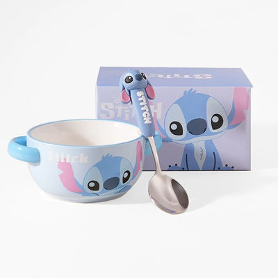 Stitch Ceramic Bowl and Spoon Set