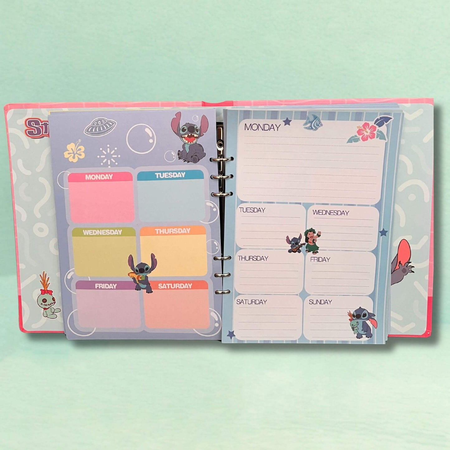 Stitch Binder Planner & Notebook - Blue & Pink
